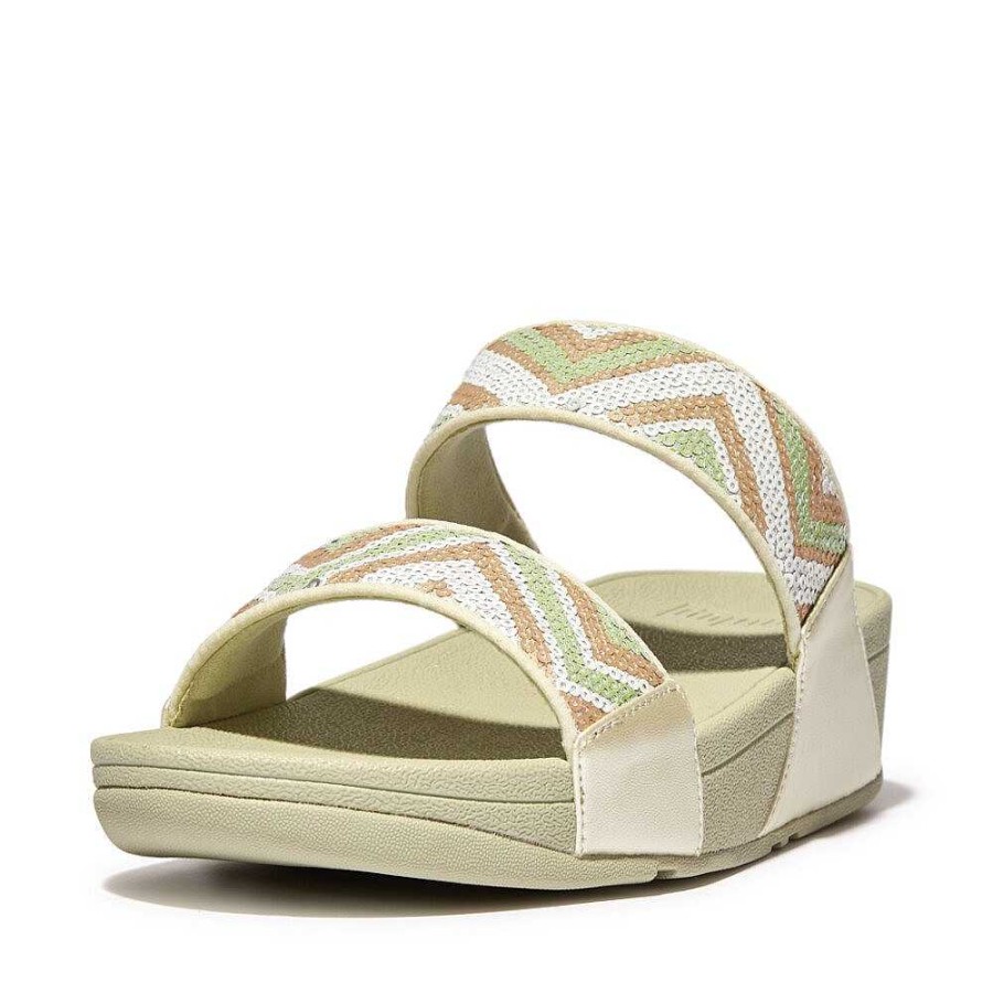 Vrouwen Fitflop Schuif Sandalen | Lulu Zigzagdia'S Met Pailletten