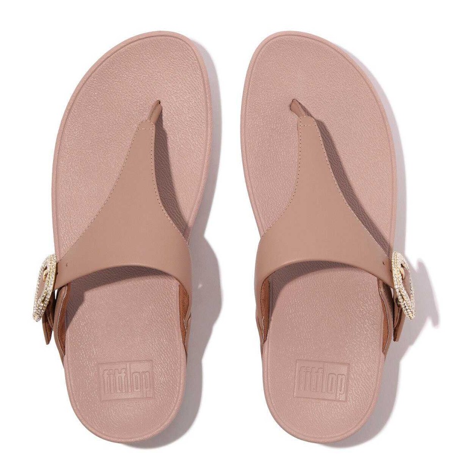 Vrouwen Fitflop Sandalen Met Teenstijl | Lulu Leren Teensandalen Met Kristallen Gesp