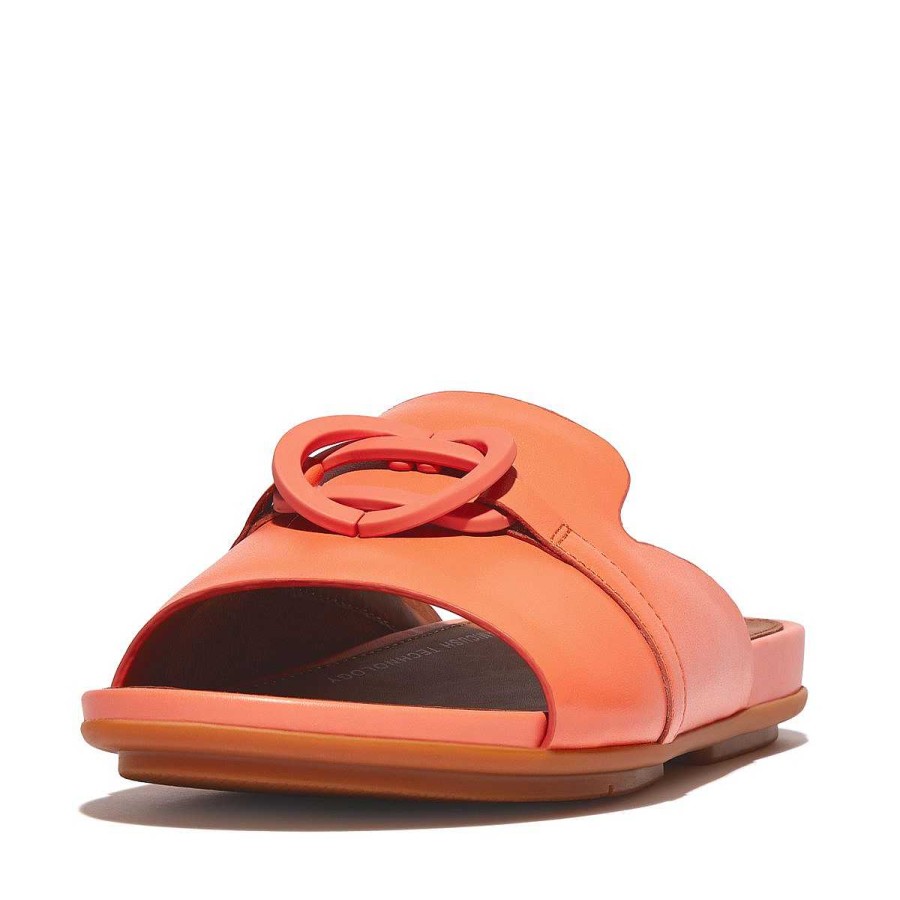 Vrouwen Fitflop Schuif Sandalen | Gracie Leren Slippers Met Rubberen Cirkel