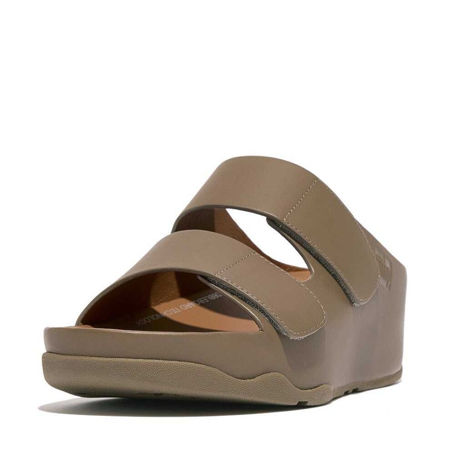 Vrouwen Fitflop Schuif Sandalen | Shuv Verstelbare Lederen Slides Met Twee Stangen