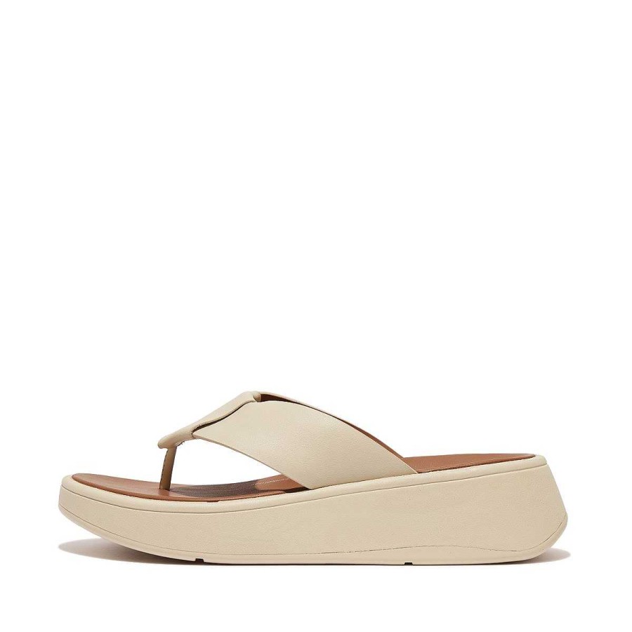 Vrouwen Fitflop Sandalen Met Teenstijl | F-Mode Flatform-Teensandalen Van Gevouwen Leer