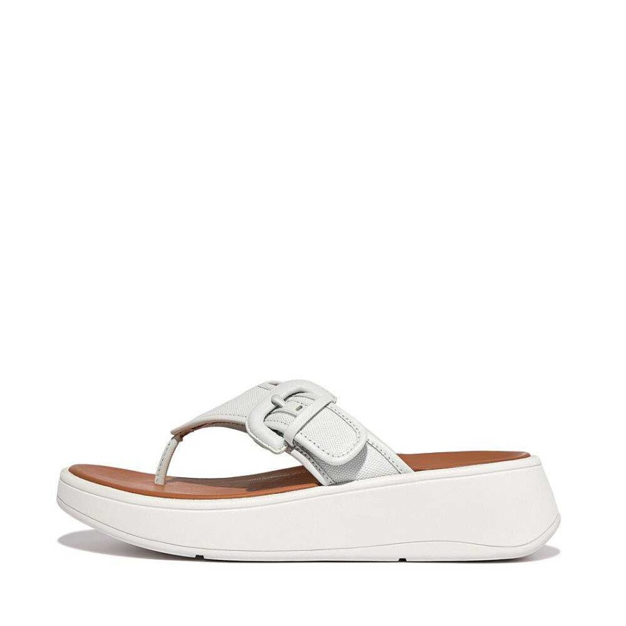 Vrouwen Fitflop Sandalen Met Teenstijl | F-Mode Canvas Flatform-Teensandalen Met Gesp