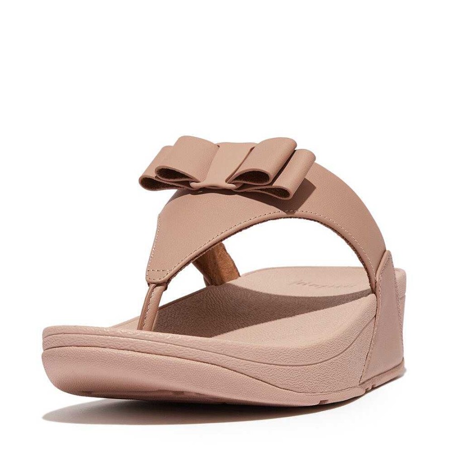 Vrouwen Fitflop Sandalen Met Teenstijl | Lulu Leren Teensandalen Met Strik