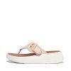 Vrouwen Fitflop Sandalen Met Teenstijl | F-Mode Canvas Flatform-Teensandalen Met Gesp